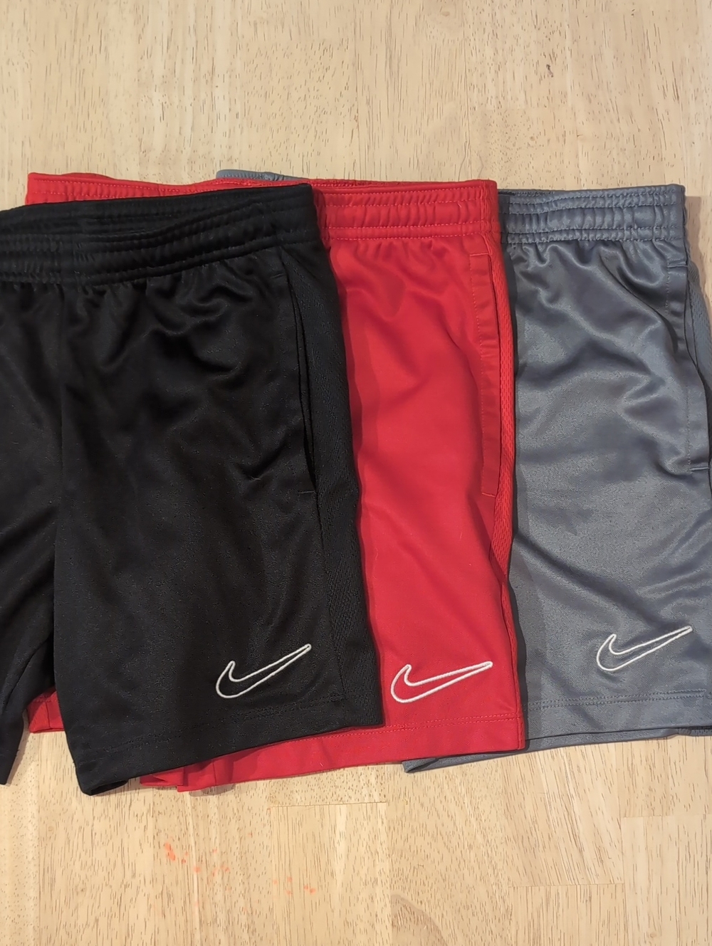 Nike Kids' Athletic Shorts Set (Black, Red, Gray) Size Small